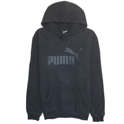 Puma Men's Black Pullover Hoodie L Logo Fleece Sweatshirt
