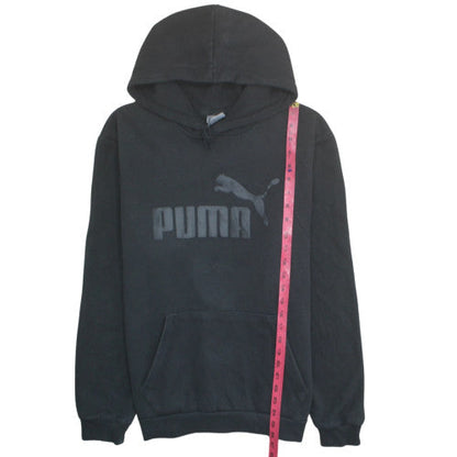 Puma Men's Black Pullover Hoodie L Logo Fleece Sweatshirt