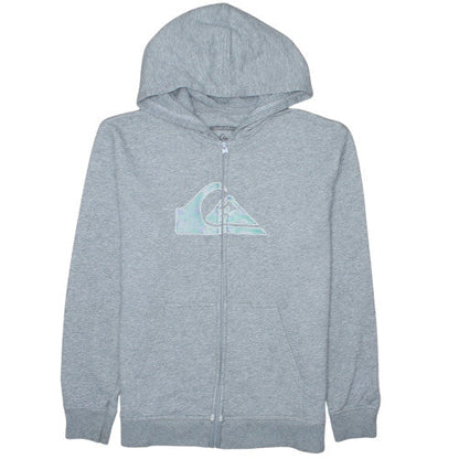 Quiksilver Womens Grey Full Zip Hoodie Size 16 with Logo Graphic