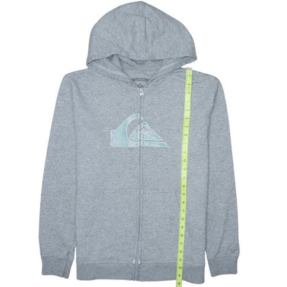 Quiksilver Womens Grey Full Zip Hoodie Size 16 with Logo Graphic