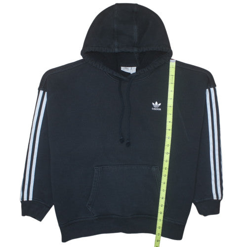 Adidas Womens Black Pullover Hoodie Size 8 Cotton Blend 3-Stripes