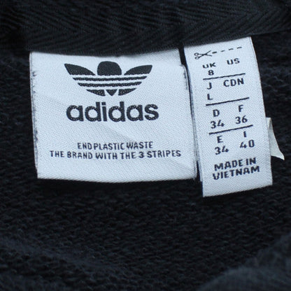 Adidas Womens Black Pullover Hoodie Size 8 Cotton Blend 3-Stripes