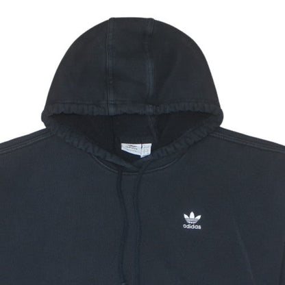 Adidas Womens Black Pullover Hoodie Size 8 Cotton Blend 3-Stripes