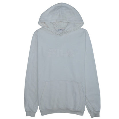 FILA Men White Pullover Hoodie Fleece Regular Fit M Sportswear