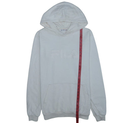 FILA Men White Pullover Hoodie Fleece Regular Fit M Sportswear