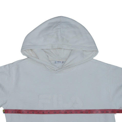 FILA Men White Pullover Hoodie Fleece Regular Fit M Sportswear