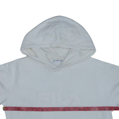 FILA Men White Pullover Hoodie Fleece Regular Fit M Sportswear