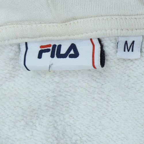 FILA Men White Pullover Hoodie Fleece Regular Fit M Sportswear
