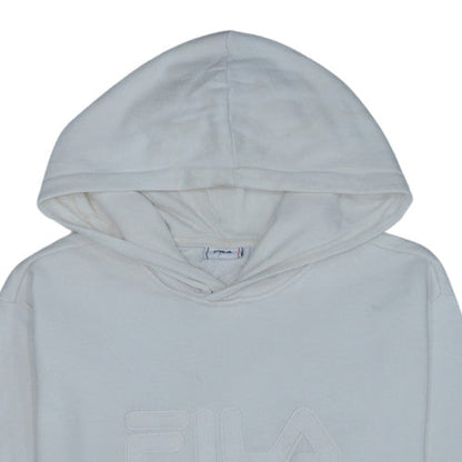 FILA Men White Pullover Hoodie Fleece Regular Fit M Sportswear