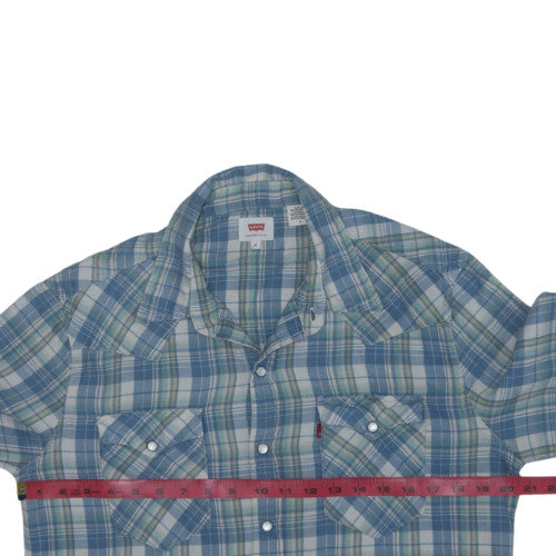 Levi's Men's Blue Plaid Cotton Western Long Sleeve Shirt M