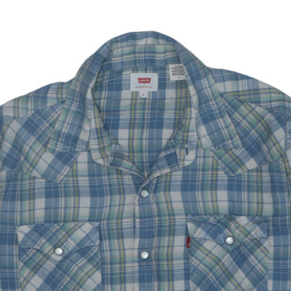 Levi's Men's Blue Plaid Cotton Western Long Sleeve Shirt M