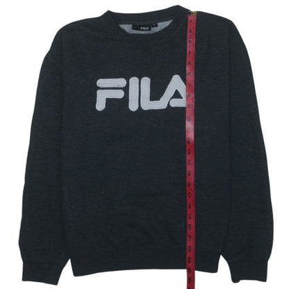 Fila Mens Black Sweatshirt M Crew Neck Pullover Logo Cotton Blend