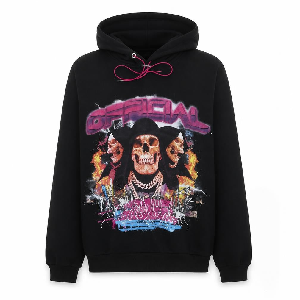 boohooMAN Men’s Black Graphic Skull Pullover Hoodie Size M