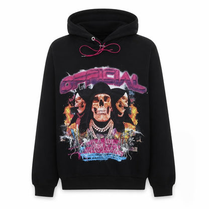 boohooMAN Men’s Black Graphic Skull Pullover Hoodie Size M