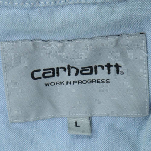 Carhartt Men Blue L Button-Down Long Sleeve Cotton Shirt