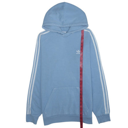 Adidas Mens Blue Pullover Hoodie M Logo Fleece Sportswear
