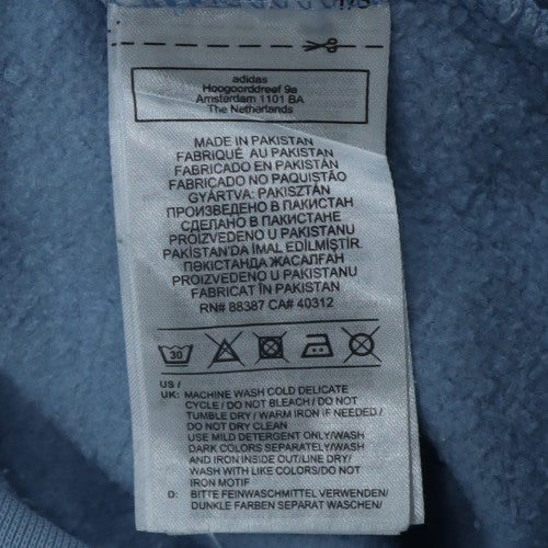 Adidas Mens Blue Pullover Hoodie M Logo Fleece Sportswear