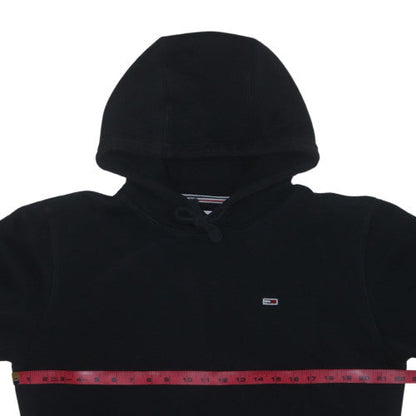 Tommy Jeans Men’s Black Pullover Hoodie Small Logo Fleece Sweatshirt