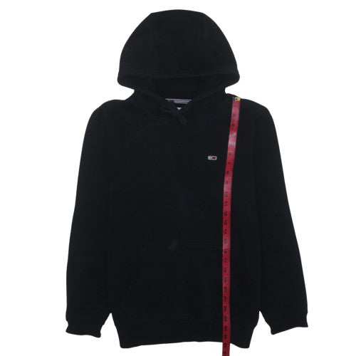Tommy Jeans Men’s Black Pullover Hoodie Small Logo Fleece Sweatshirt