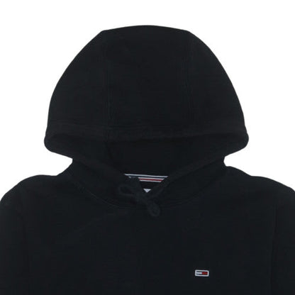Tommy Jeans Men’s Black Pullover Hoodie Small Logo Fleece Sweatshirt
