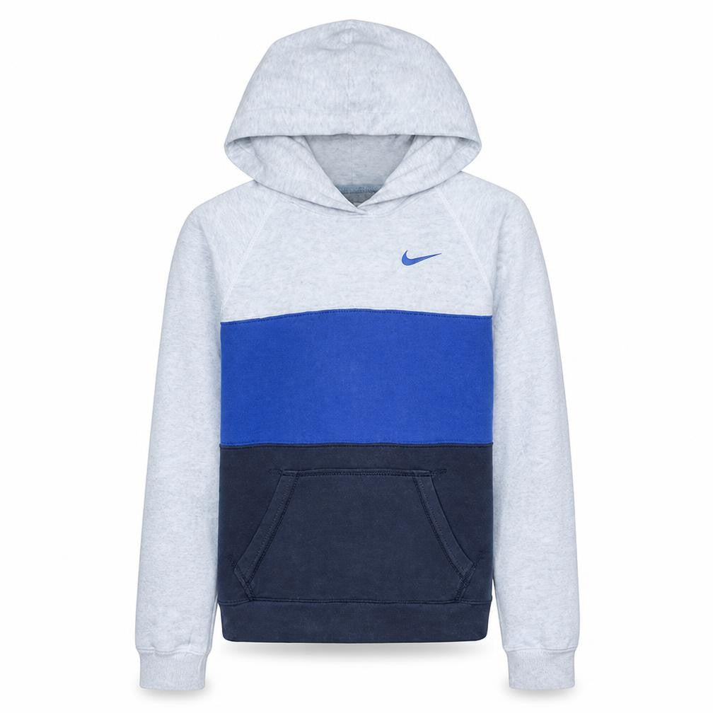 Front view of Nike Teens Blue Pullover Hoodie XS Regular Fit Fleece