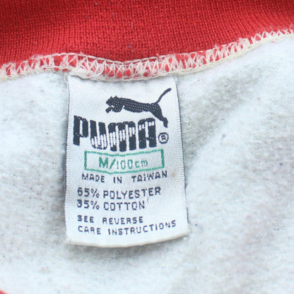 Puma Mens White Triathlon Graphic Collared Sweatshirt M Vintage