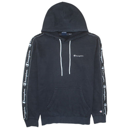 Champion Men’s Black Pullover Hoodie Medium Logo Sleeve Sportswear