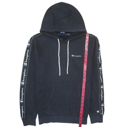 Champion Men’s Black Pullover Hoodie Medium Logo Sleeve Sportswear