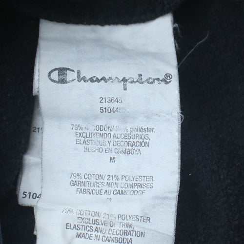Champion Men’s Black Pullover Hoodie Medium Logo Sleeve Sportswear