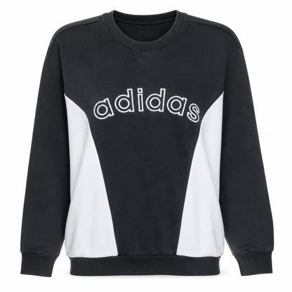 Adidas Women Black White Crew Neck Pullover Sweatshirt XS