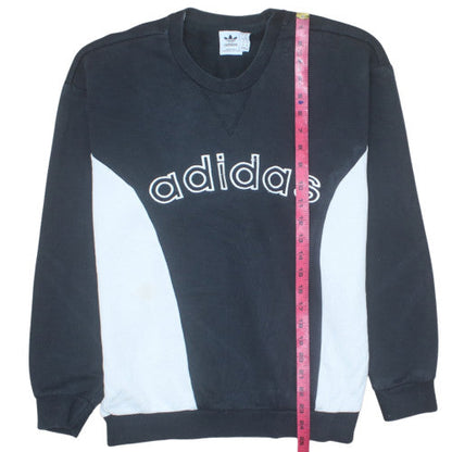 Adidas Women Black White Crew Neck Pullover Sweatshirt XS