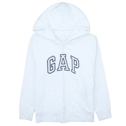 GAP Women White Full Zip Hoodie Size L Cotton Blend Logo Style