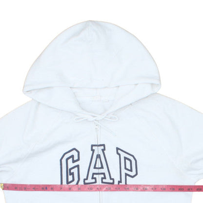 GAP Women White Full Zip Hoodie Size L Cotton Blend Logo Style