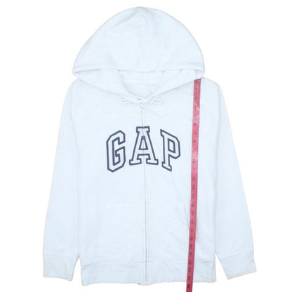 GAP Women White Full Zip Hoodie Size L Cotton Blend Logo Style