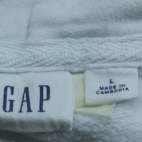 GAP Women White Full Zip Hoodie Size L Cotton Blend Logo Style