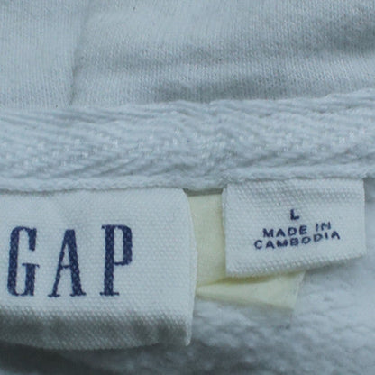GAP Women White Full Zip Hoodie Size L Cotton Blend Logo Style