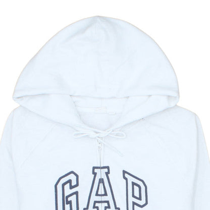 GAP Women White Full Zip Hoodie Size L Cotton Blend Logo Style