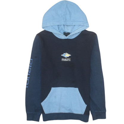 Rip Curl Teens Blue Colourblock Pullover Hoodie Size 14 L Cotton Blend