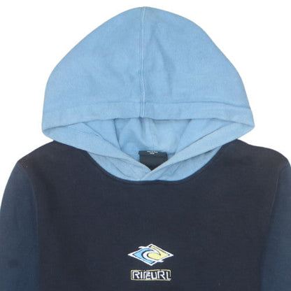 Rip Curl Teens Blue Colourblock Pullover Hoodie Size 14 L Cotton Blend