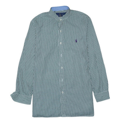 Ralph Lauren Men’s Green Striped Cotton Long Sleeve Regular Fit Shirt M