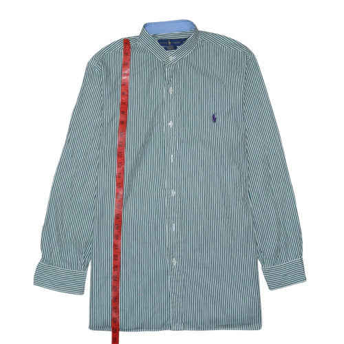 Ralph Lauren Men’s Green Striped Cotton Long Sleeve Regular Fit Shirt M