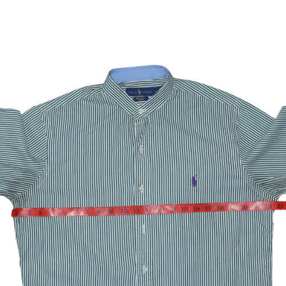 Ralph Lauren Men’s Green Striped Cotton Long Sleeve Regular Fit Shirt M