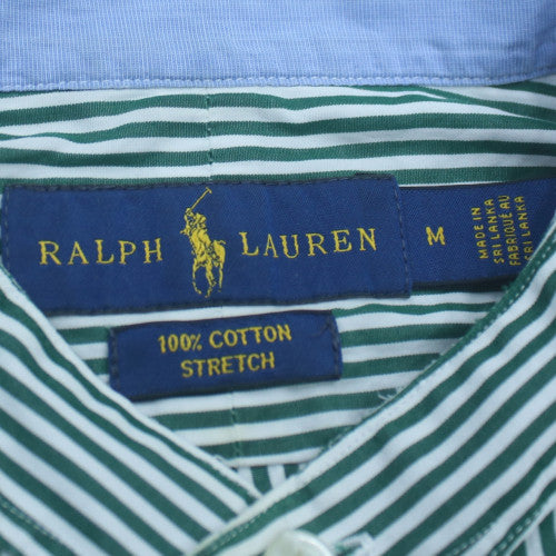 Ralph Lauren Men’s Green Striped Cotton Long Sleeve Regular Fit Shirt M