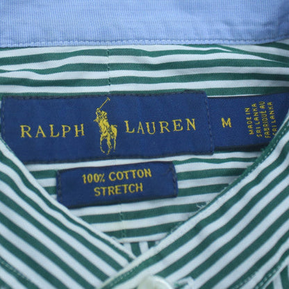Ralph Lauren Men’s Green Striped Cotton Long Sleeve Regular Fit Shirt M