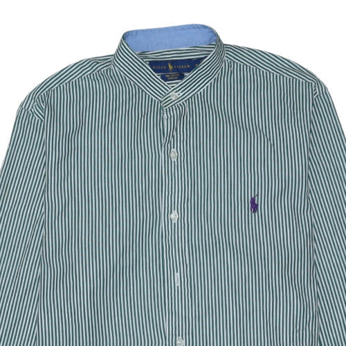 Ralph Lauren Men’s Green Striped Cotton Long Sleeve Regular Fit Shirt M