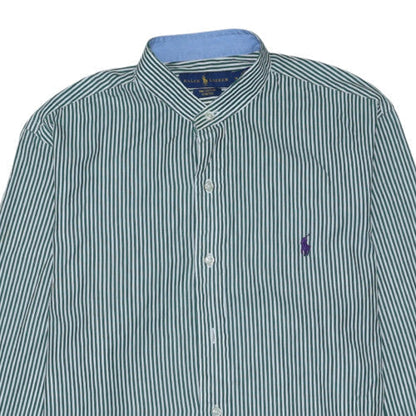 Ralph Lauren Men’s Green Striped Cotton Long Sleeve Regular Fit Shirt M