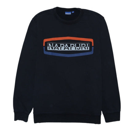 Napapijri Mens Black 2XL Pullover Sweatshirt Crew Neck Regular Fit
