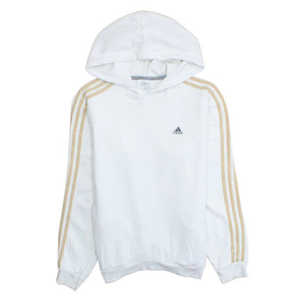 Adidas Men’s White Pullover Hoodie with Gold Stripes Size M