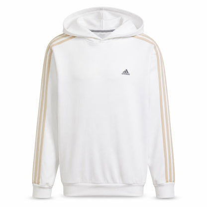 Adidas Men’s White Pullover Hoodie with Gold Stripes Size M
