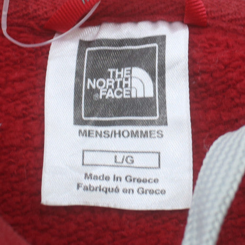 The North Face Men Red Pullover Hoodie L Logo Cotton Sweatshirt